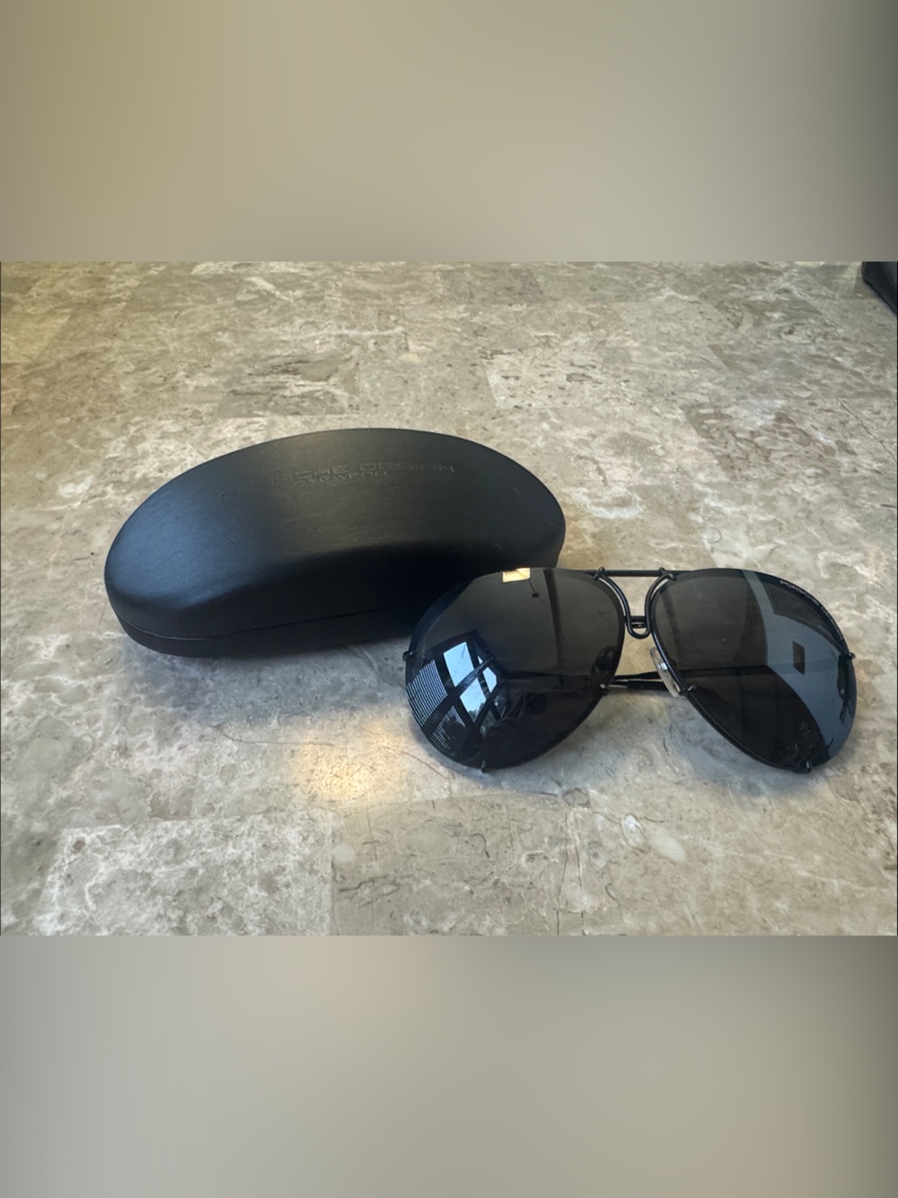 Black Aviator Sunglasses with Hard Case